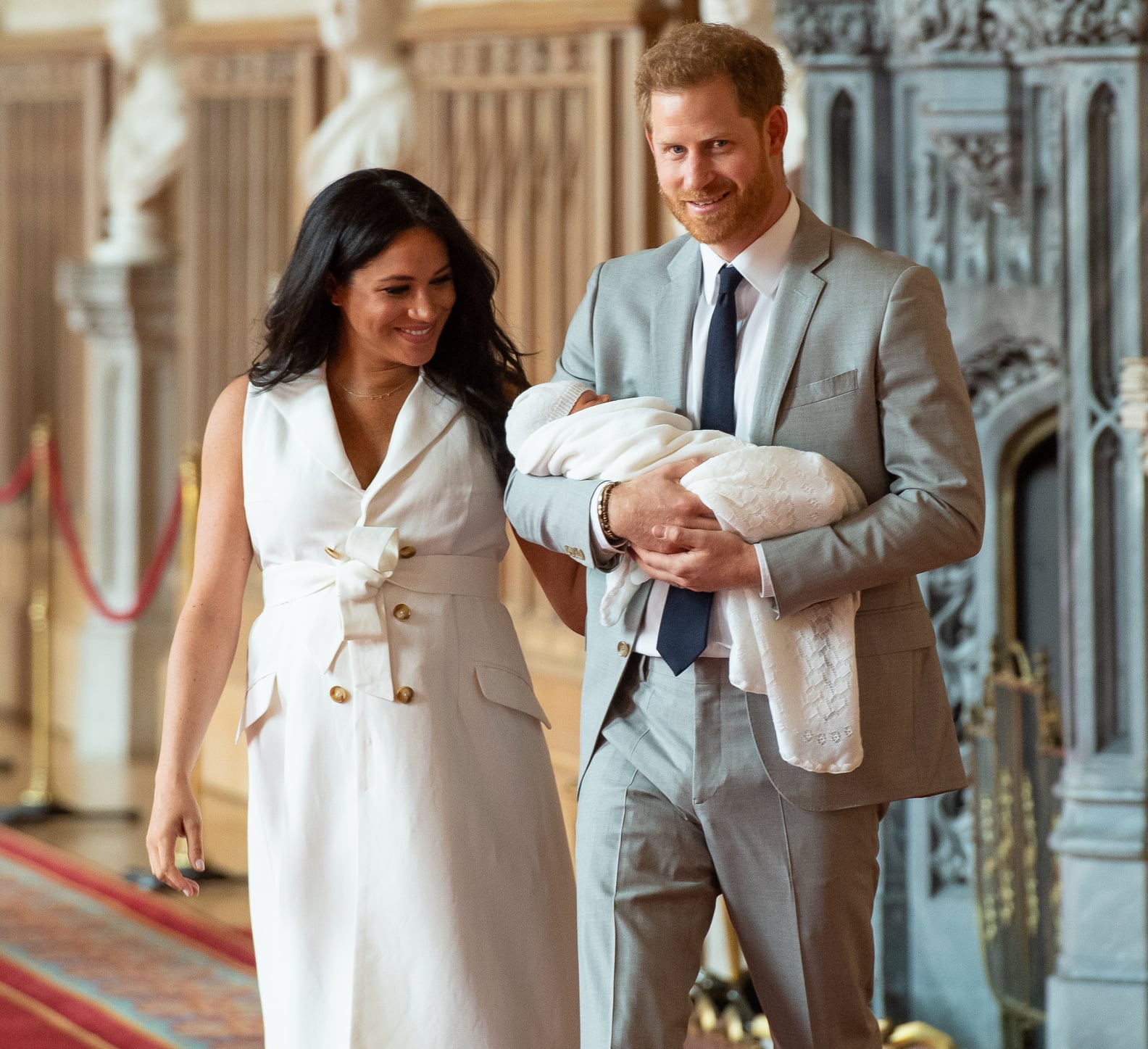Meghan Markle White Trench Dress in Baby Pictures | POPSUGAR Fashion