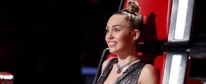 Miley Cyrus's Silver Bow Dress on The Voice