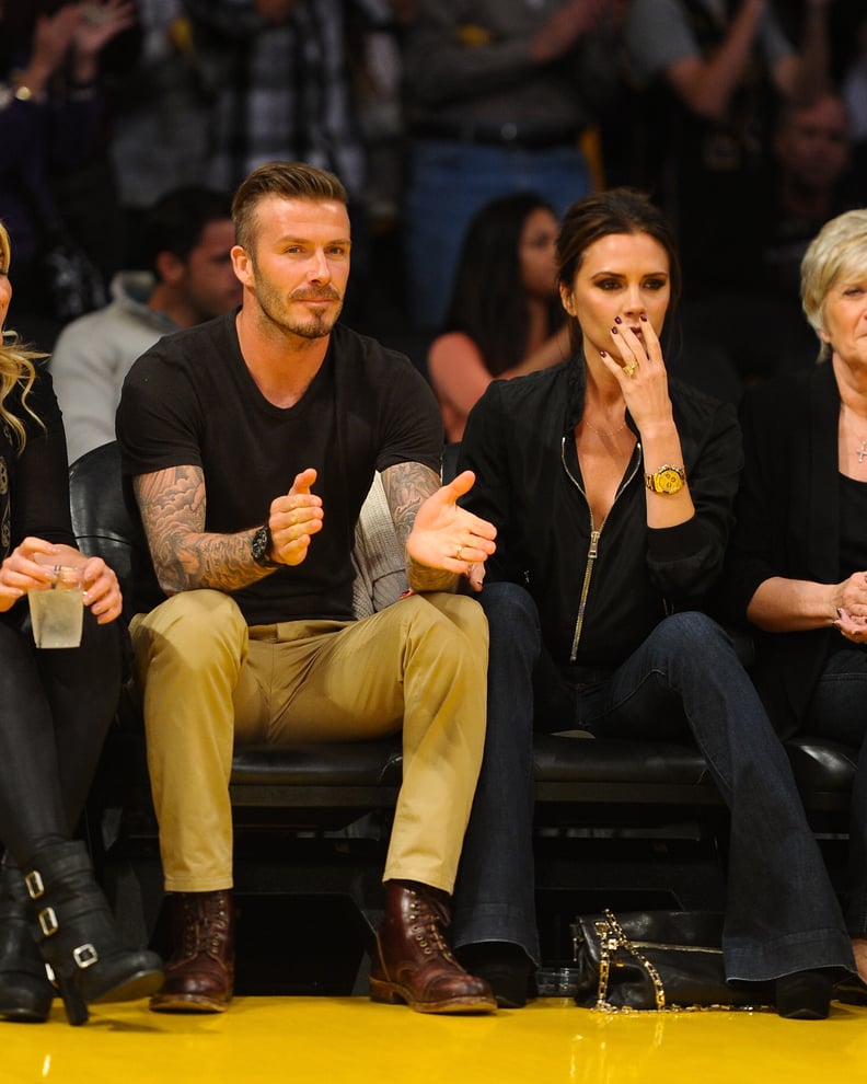 David and Victoria Beckham at an LA Lakers Game in 2012