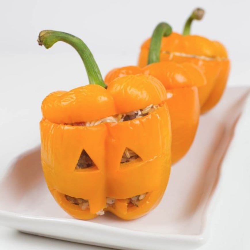 Jack O Lantern Stuffed Peppers Spooktacular Eats 12 Fun Halloween Dinner Ideas Popsugar Family Photo 3
