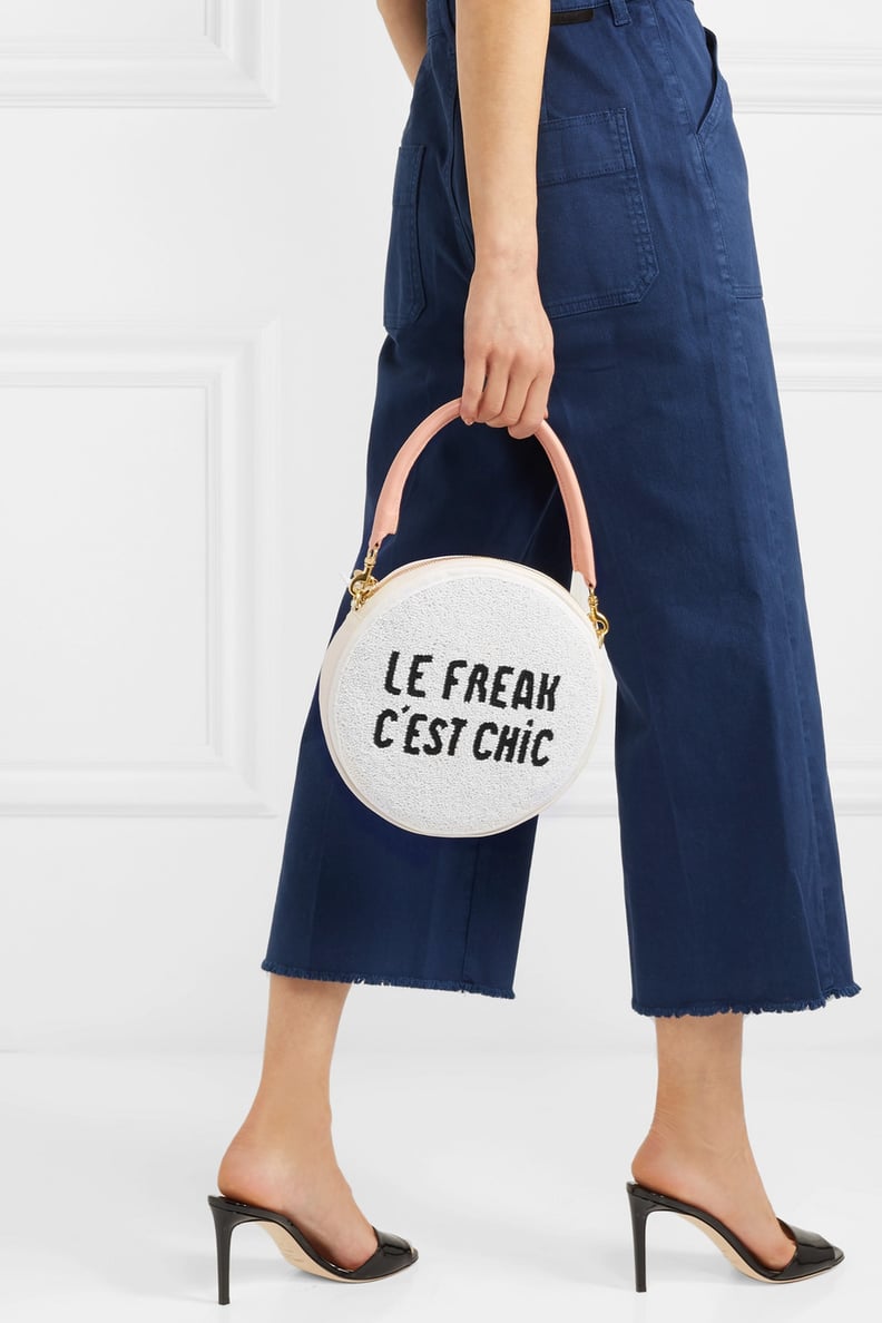 Clare V. Circle Embellished Textured-Leather Clutch