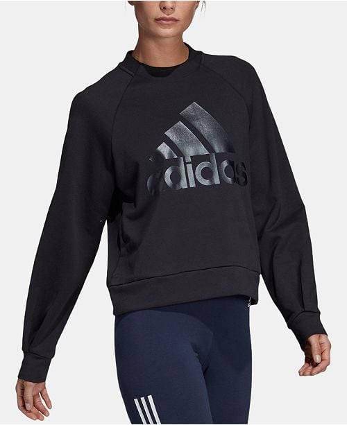 Adidas Shine Logo Zipper-Back Logo Sweatshirt