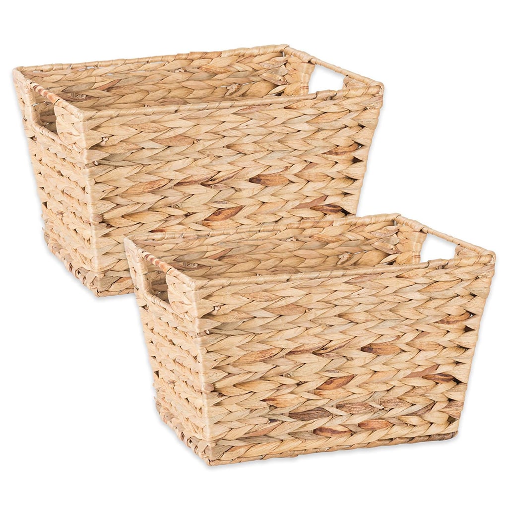 Living Room: Natural Water Hyacinth Storage Basket With Handles