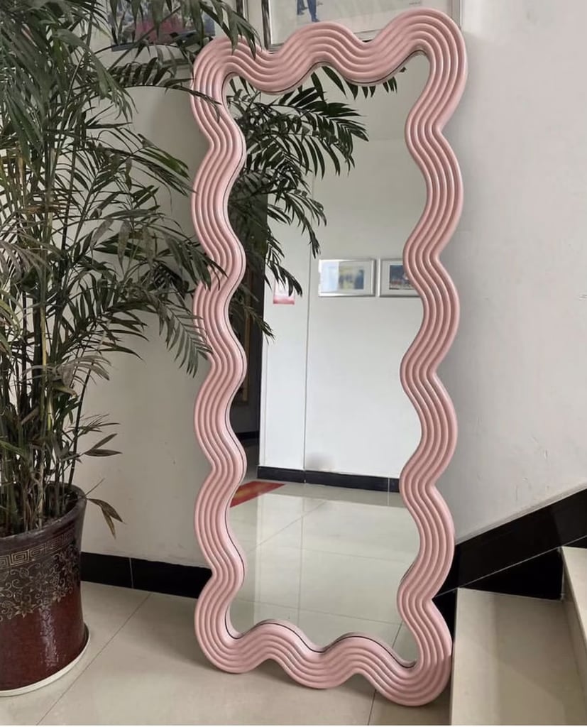 A Pink Mirror: Pink Curvy Mirror Full Length Mirror