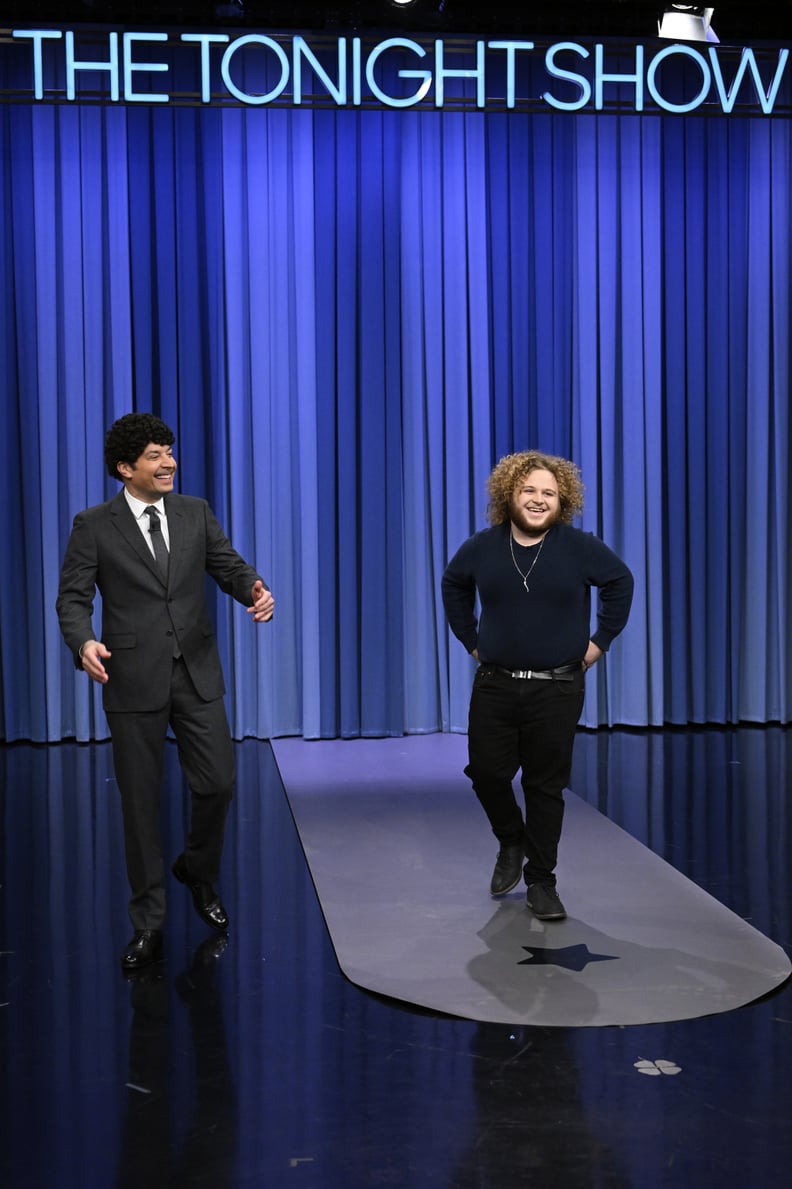 The Tonight Show host Jimmy Fallon and contestant Chris Scott during perm week.