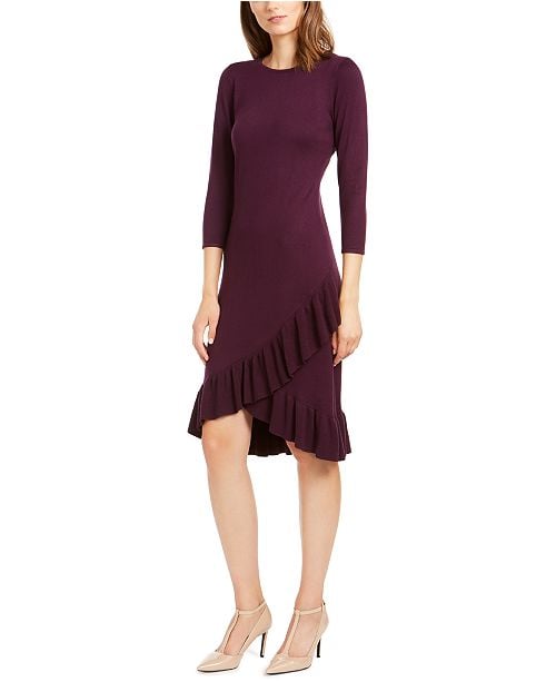 Calvin Klein Ruffled Sweater Dress