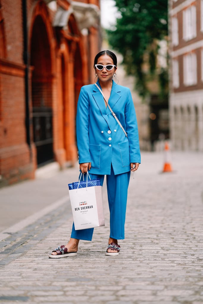 A Little Ankle, a Lot of Jacket, and a Simple Slide Is "Business" Casual in All the Right Ways