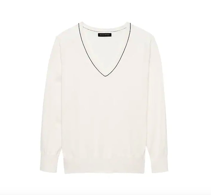 Stretch-Cotton V-Neck Sweater