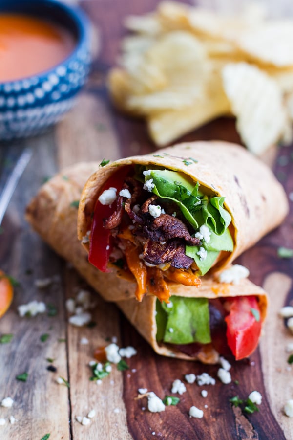 Buffalo Chicken Avocado BLT Wraps
