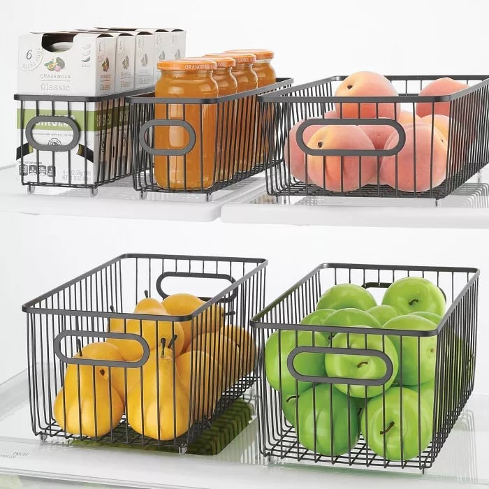 mDesign Metal Kitchen Pantry Food Storage Basket Bin