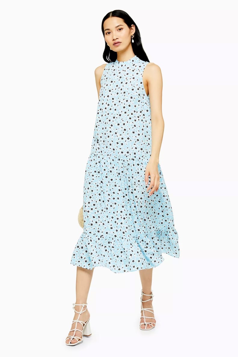 Topshop Tall Blue Floral Sleeveless Dress