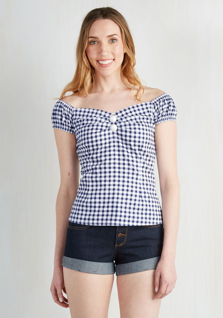 Collectif Clothing Tickle Me Picnic Top in Blue Gingham ($40)