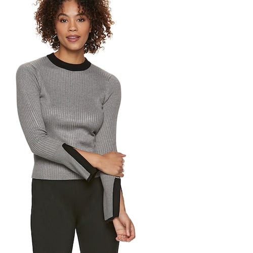 POPSUGAR Ribbed Slit-Sleeve Sweater