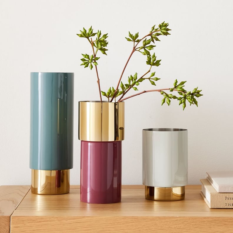 Pretty Decor Pieces: West Elm Brass & Enamel Tube Vases