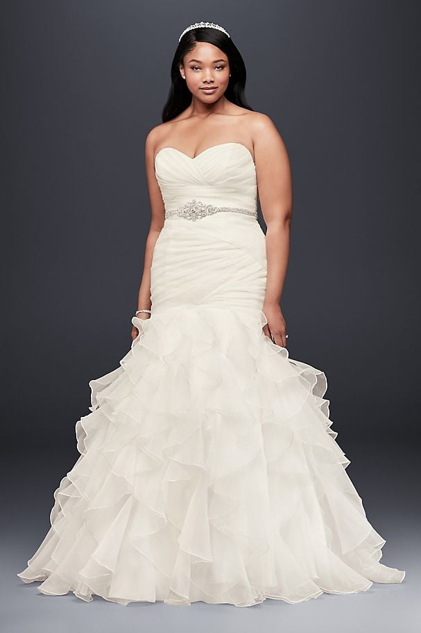 Ruffled Organza Curve Mermaid Wedding Dress