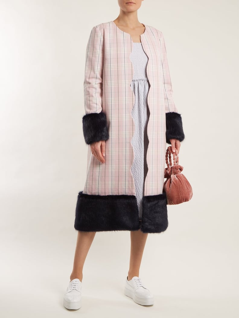 Shrimps Andrea Contrast-Panel Checked Cotton Coat