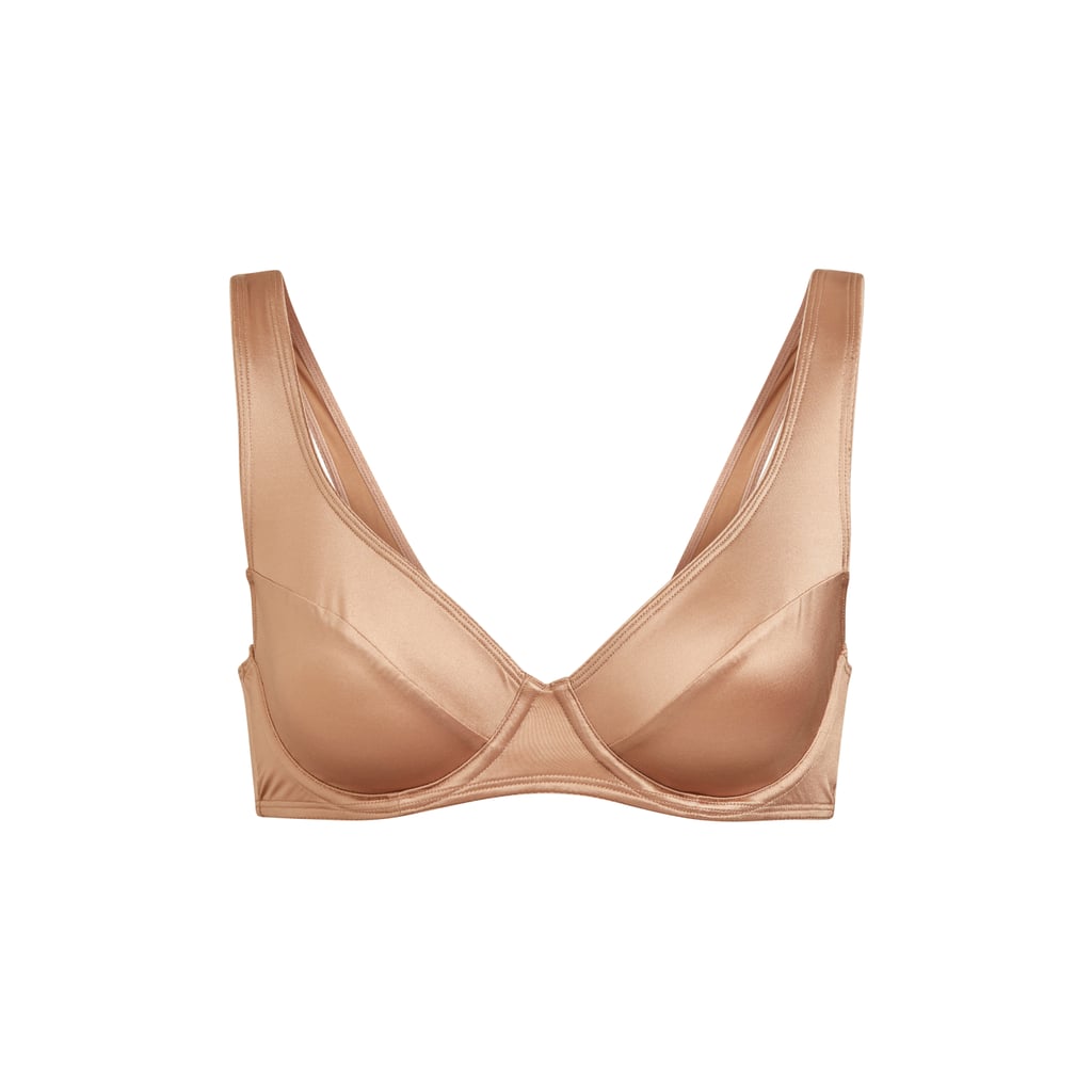 SKIMS Stretch Satin Scoop Back Underwire Bra in Desert Clay