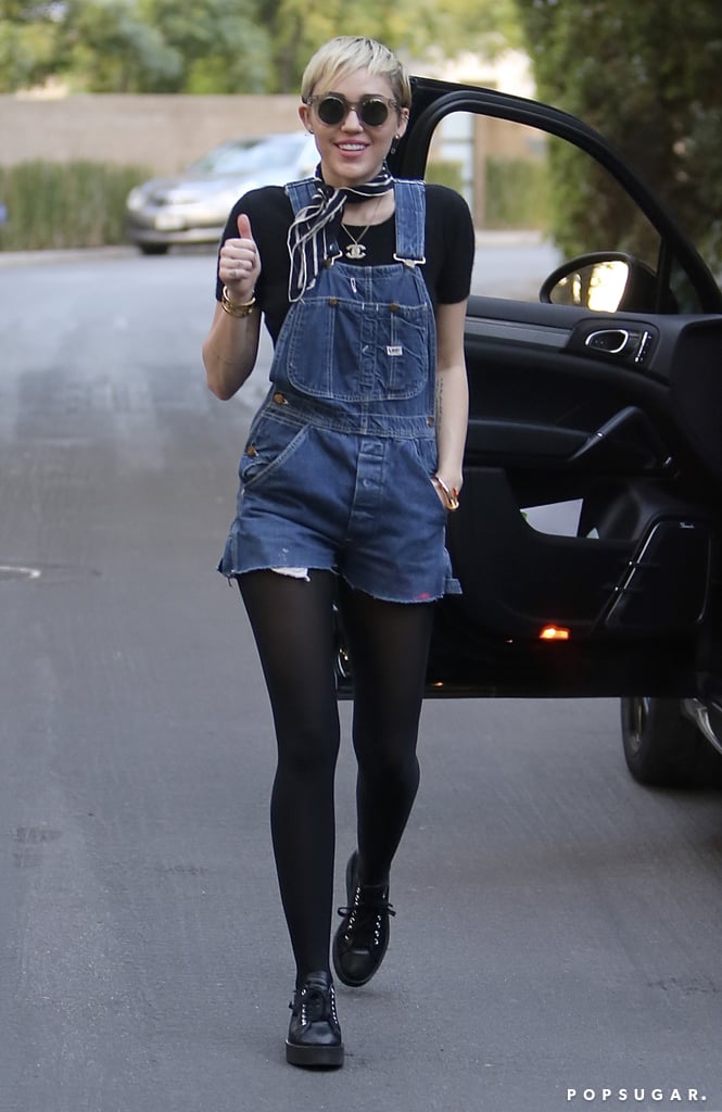 Miley Cyrus gave a thumbs-up in LA on Friday.