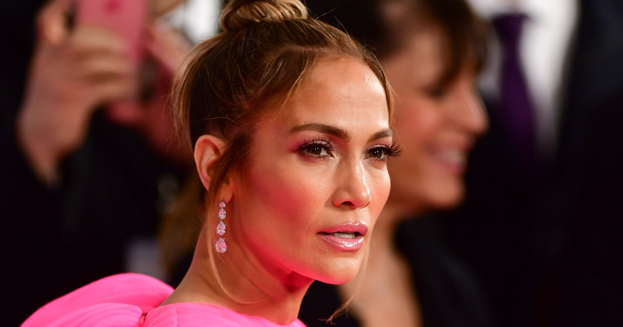J Lo Does Head-to-Toe Barbiecore in a Bodycon Dress and Leather Trench Coat
