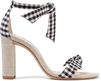 Alexandre Birman Clarita Bow-embellished Gingham Cotton And Canvas Sandals