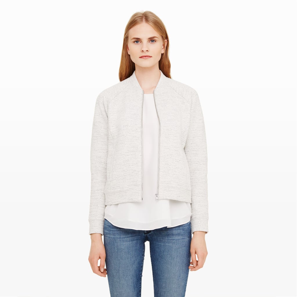 Being as I’m always cold, I’m constantly searching for creative ways to cover up. This Club Monaco bomber ($160) will replace blazers and cardigans on days that call for something more casual, and the half sweater, half jacket combination is perfect for in-between temps.
— Samantha Sutton, assistant editor