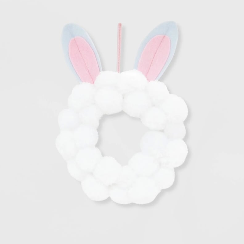 Pom Pom Easter Wreath With Bunny Ears