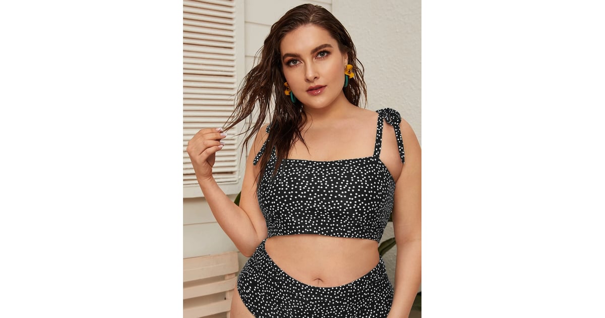 Shein Polka Dot Tie Shoulder Bikini Top Madison Bailey Presents