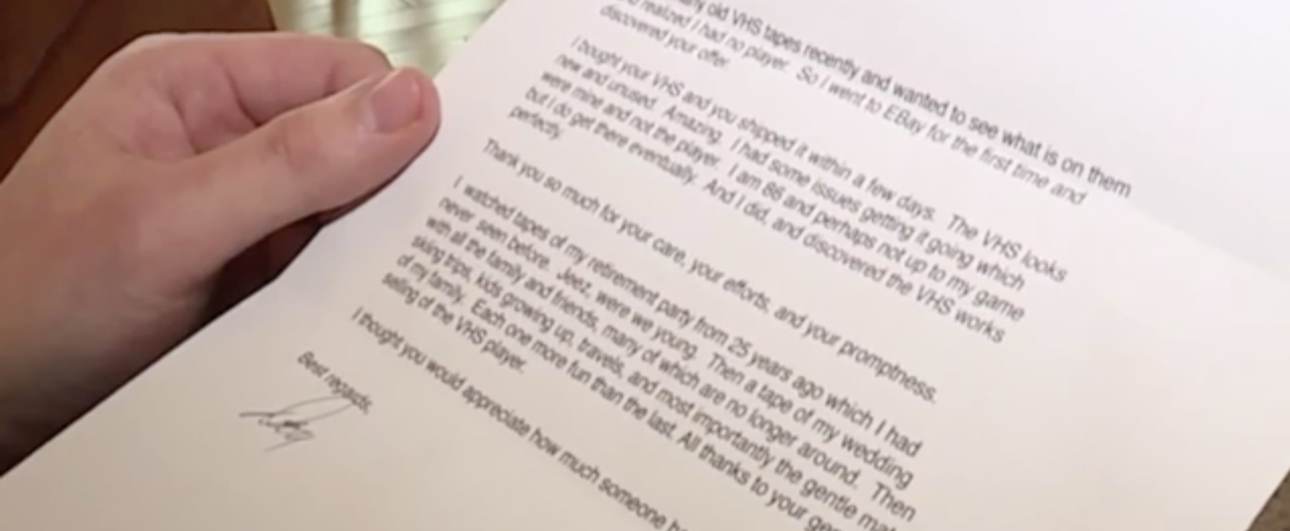 Man's Note to the Person Who Sold Him a VCR on eBay | PS Family