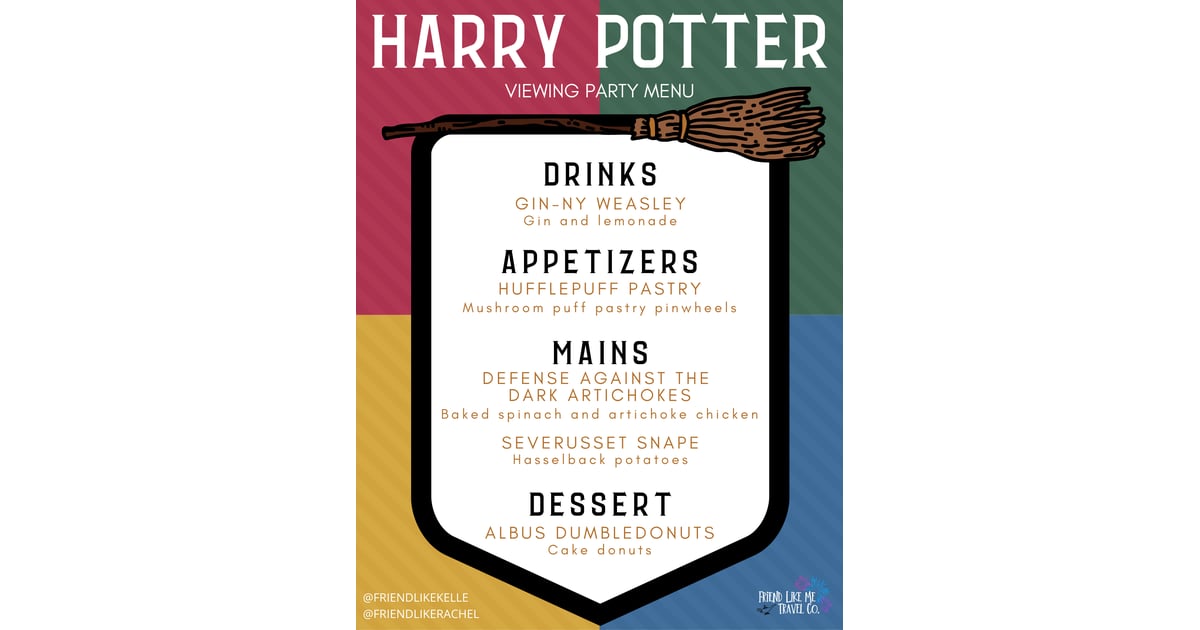 Harry Potter Themed Dinner Menu Harry Potter Back To Hogwarts Dinner