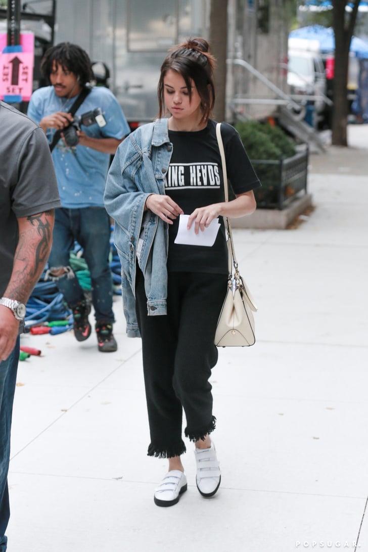 Selena Gomez's White Velcro Sneakers 