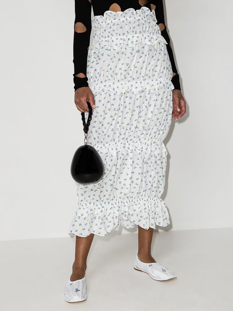 Yuhan Wang Floral-Print Ruched Midi Skirt
