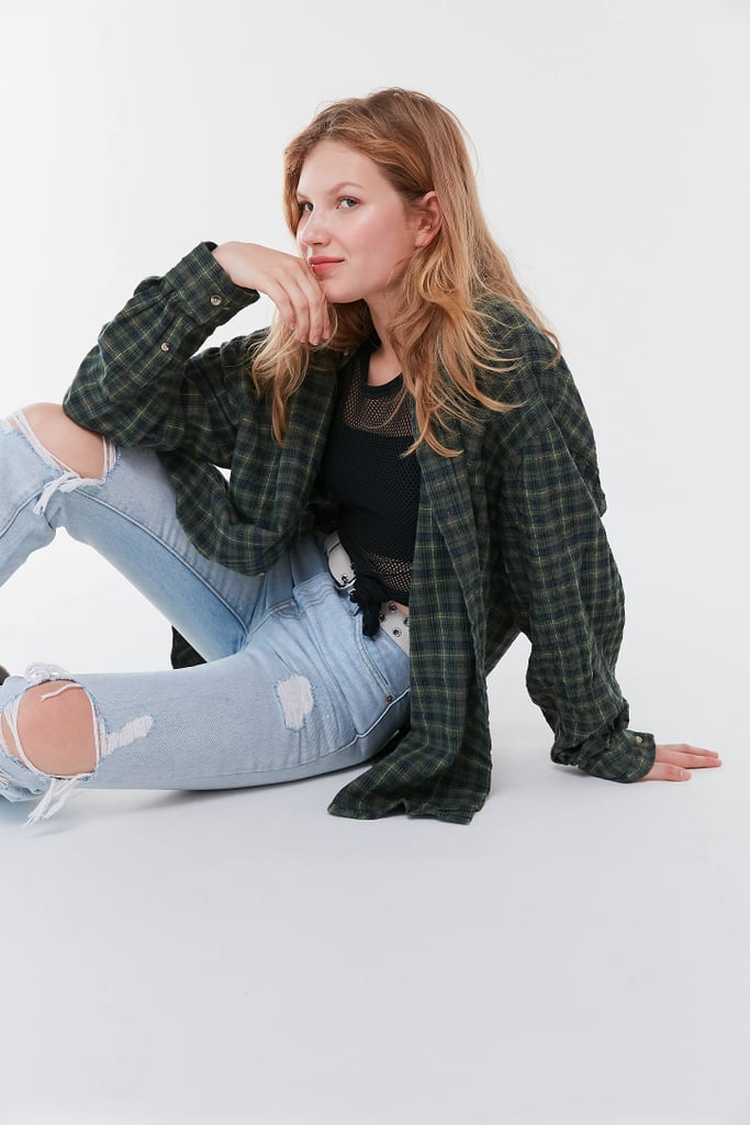 Urban Renewal Recycled Oversized Flannel Button Down Shirt Best