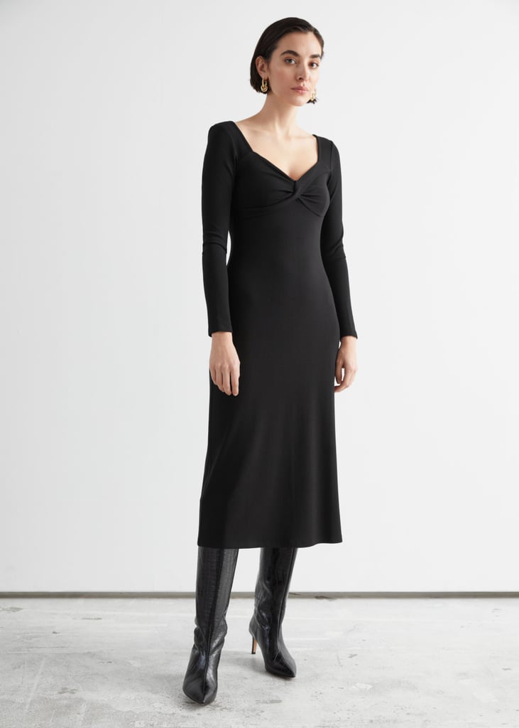 & Other Stories Sweetheart Neck Midi Dress