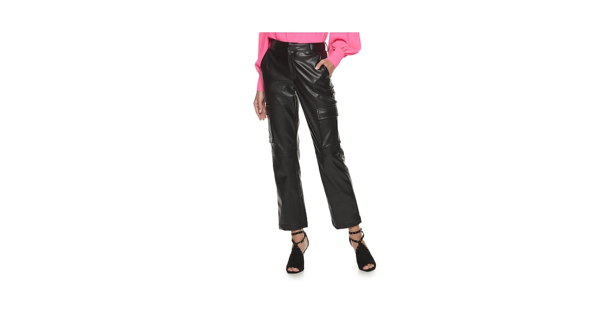 Apt. 9 x Cara Santana Faux Leather Cargo Pants, Easy Outfits: This $37  Fuzzy Sweater Looks Too Cool With Faux-Leather Pants for Fall and Winter