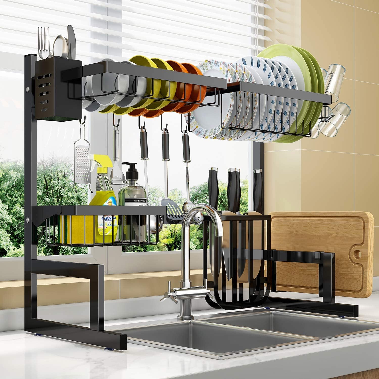 A Kitchen Space-Saver: Over the Sink Adjustable Dish Drying Rack