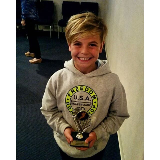 In November 2015, Britney shared this photo, writing, "My son received an award at school today for being the best encourager!!"