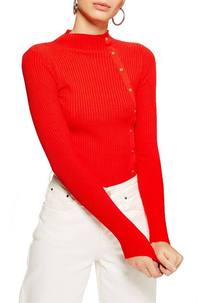 Topshop Side Button Rib Sweater