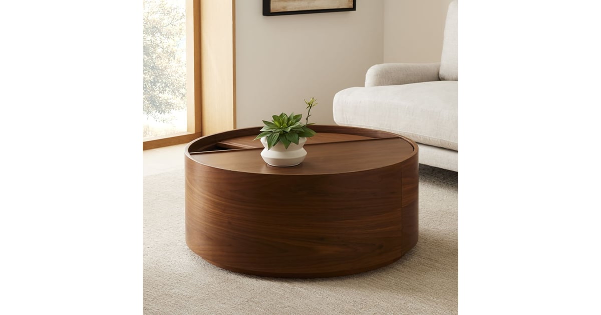 Volume round drum coffee table discount