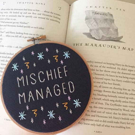 Mischief Managed Embroidery Hoop