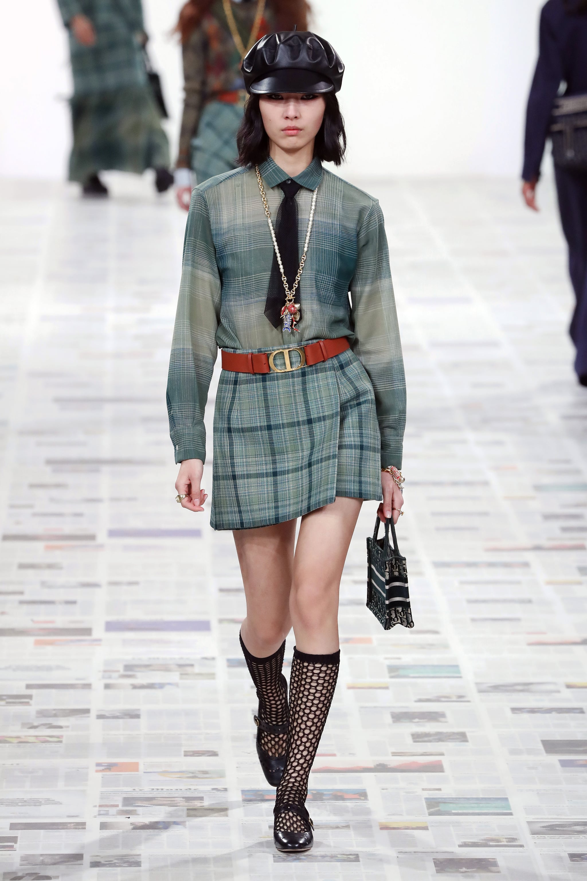 dior checkered skirt