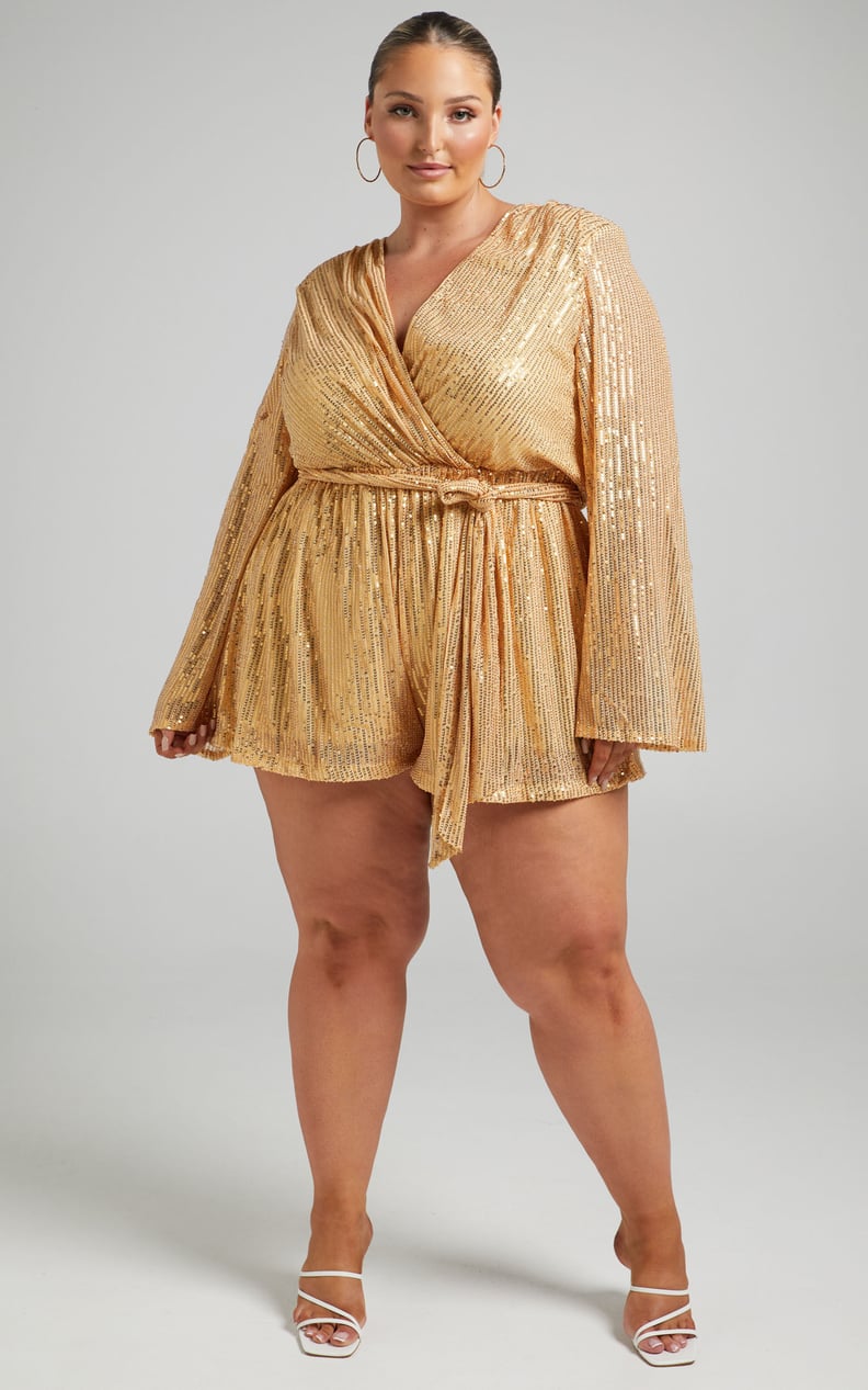 Lizzell Sequin Wrap Playsuit