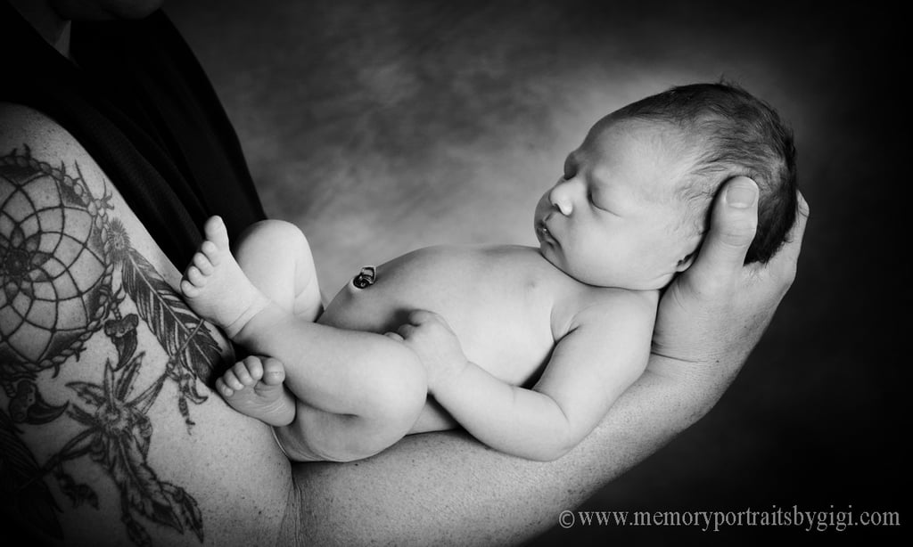 Baby Poops on Dad During Newborn Photo Shoot