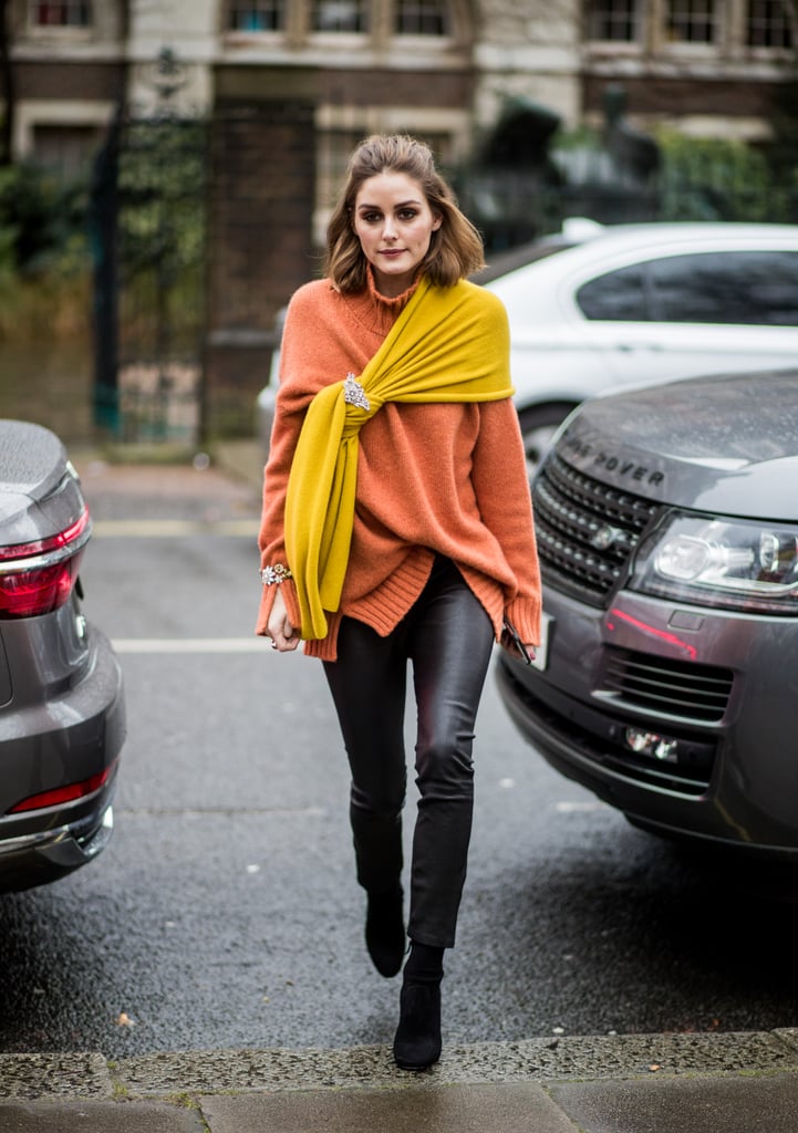 orange turtleneck outfit