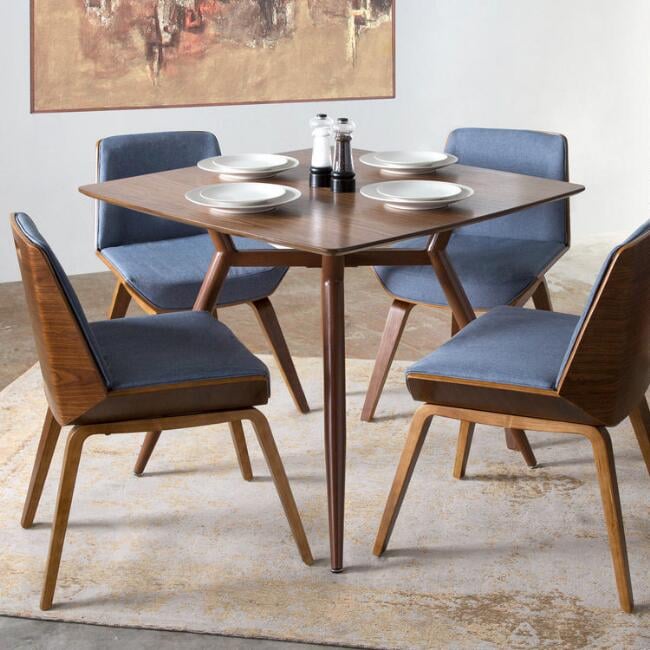 Blue Midcentury Joel Upholstered Dining Chairs | Best Apartment