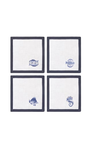 Tory Burch Home Cocktail Embroidered Fish Napkins