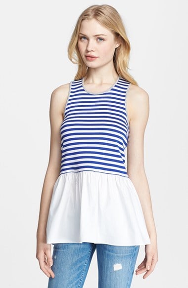 Tibi Striped Peplum Top