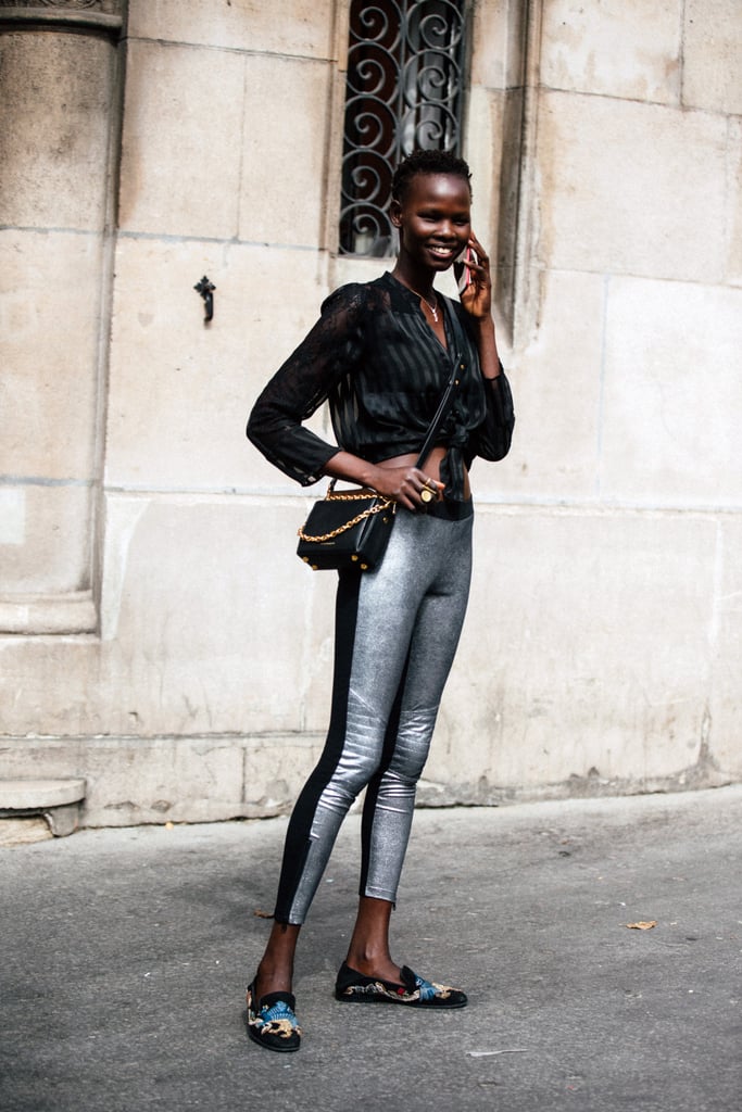 Pick Metallic Leggings and Tie Up Your Top