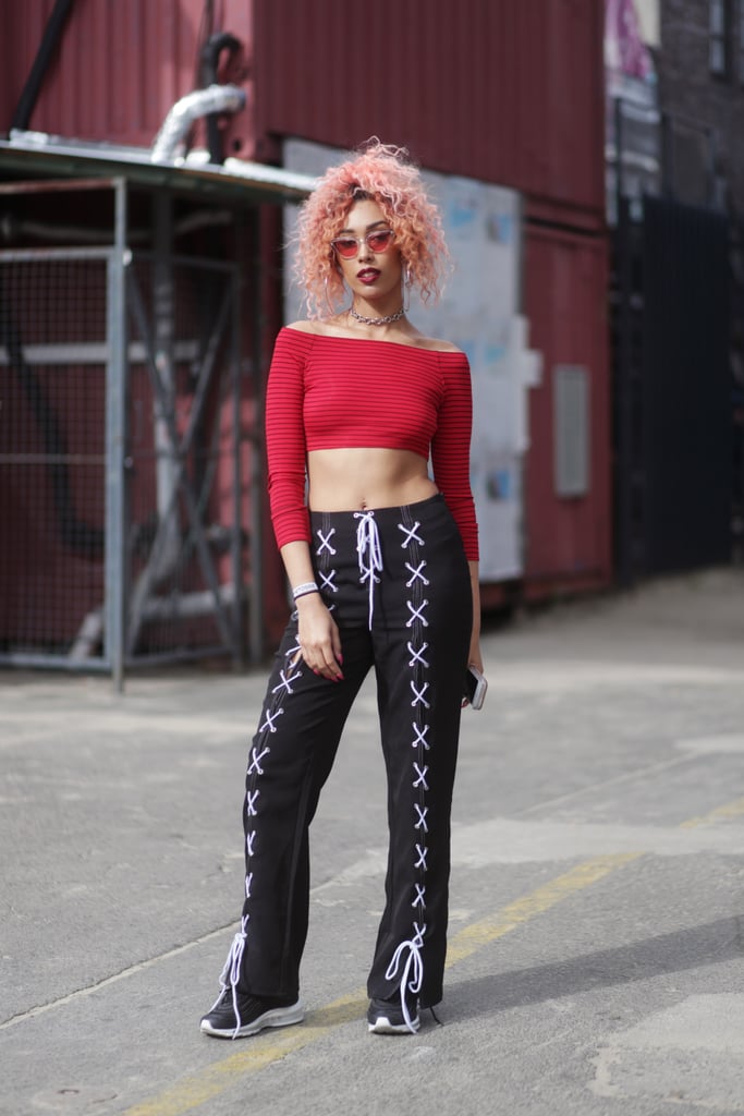 For an Edgy Look, Wear Lace-Up Pants With a Crop Top
