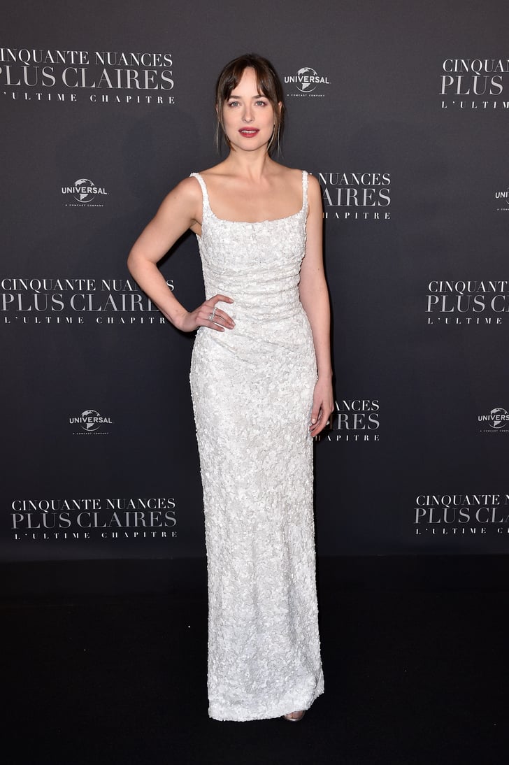 Dakota Johnsons White Dress At Fifty Shades Freed Premiere Popsugar Fashion Photo 5 