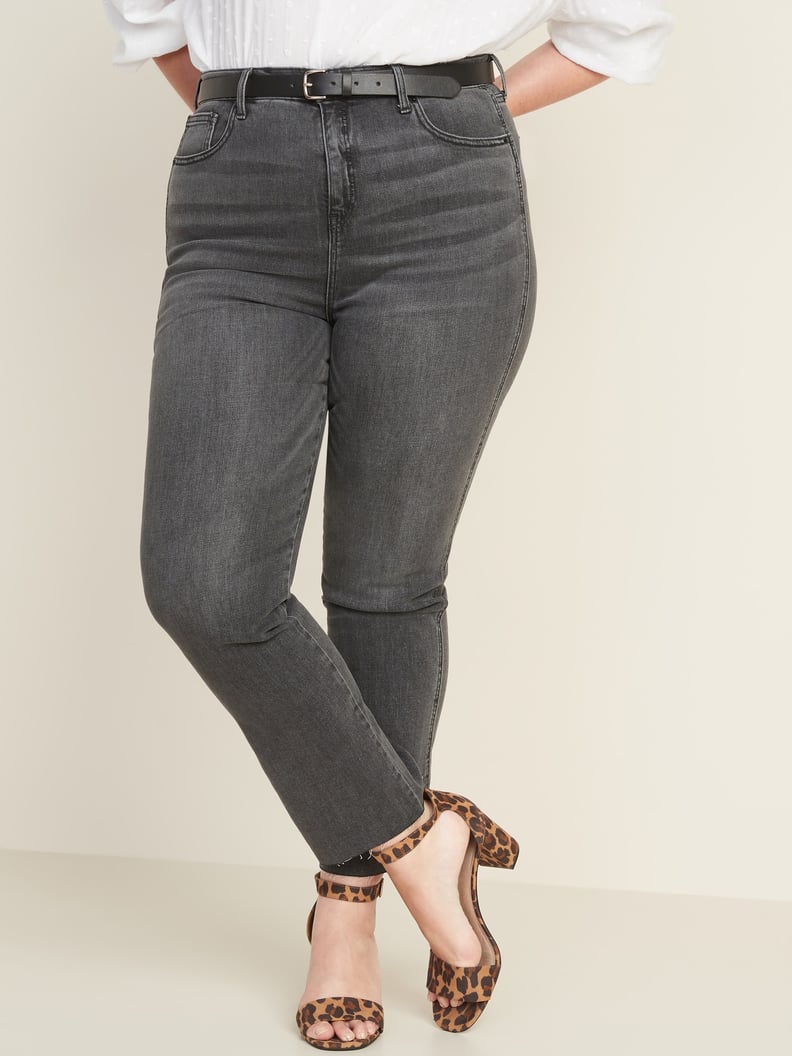 High-Waisted Raw-Edged Flare Ankle Jeans